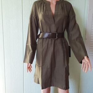 BCBG MAXAZRIA ROXANNE #235 Women's Tunic Dress NWT Dark Olive Sz XXS Long Sleeve
